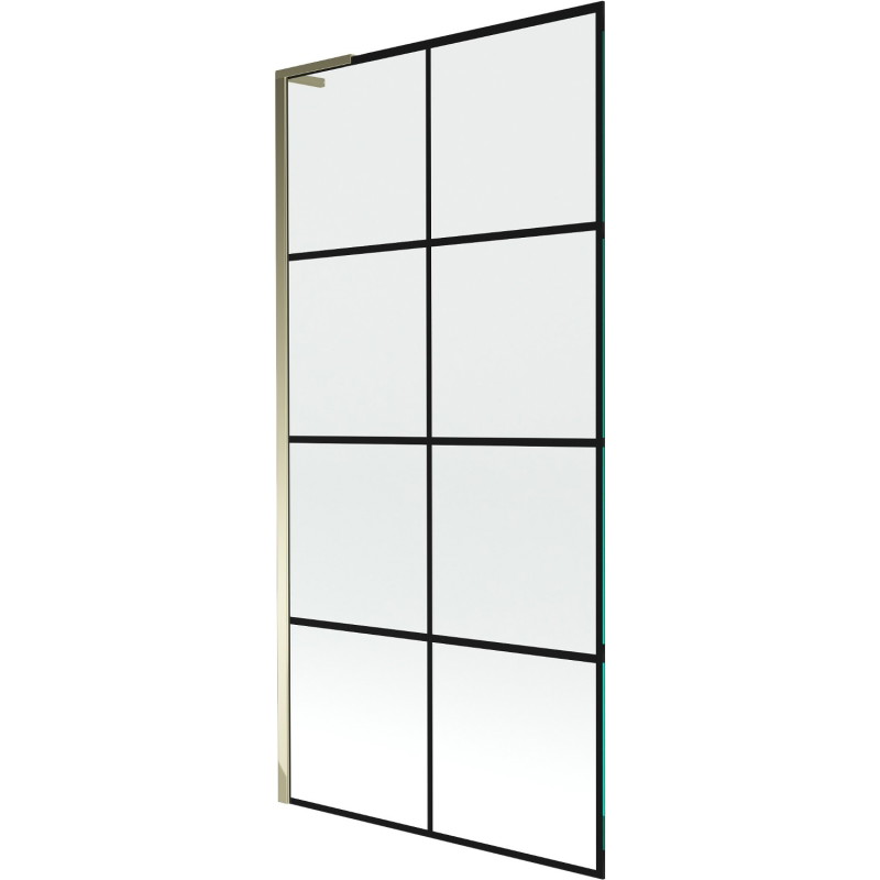 Mexen Next L vanniparavann 1-leheline 90 x 150 cm, must ruudustik, kuldne - 895-090-000-03-77-50