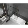 Mexen Next L vannitoa paravann 1-tiivaline 100 x 150 cm, must ruudustik, kuldne - 895-100-000-03-77-50