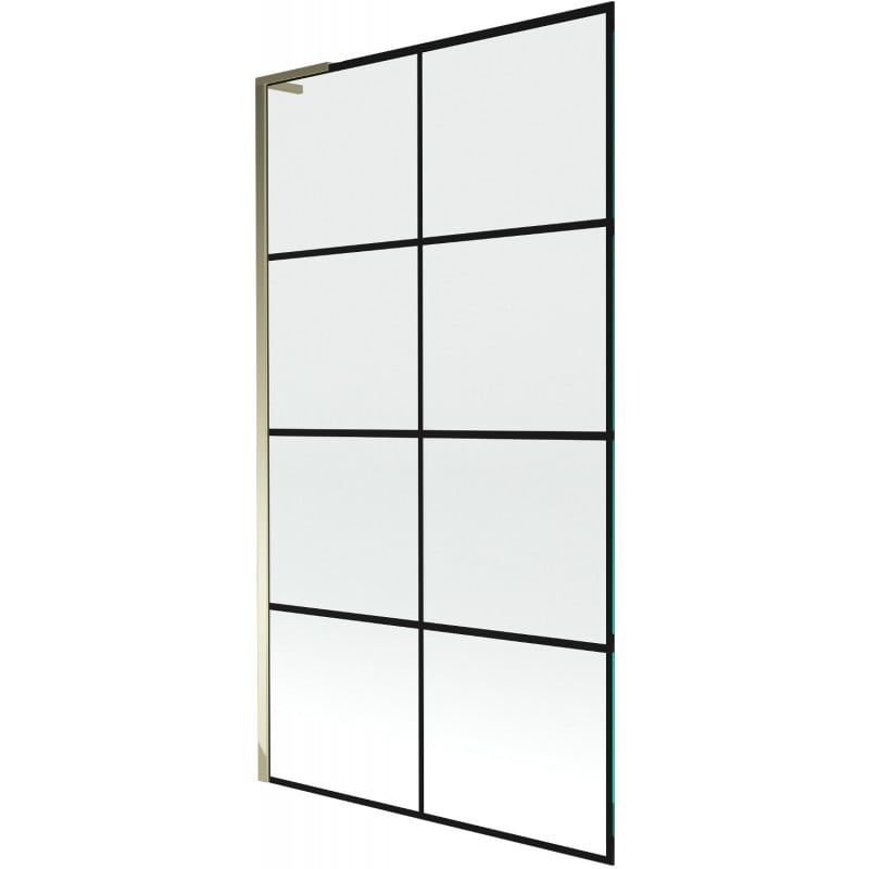 Mexen Next L divisória de banho de 1 painel 100 x 150 cm, grade preta, dourada - 895-100-000-03-77-50