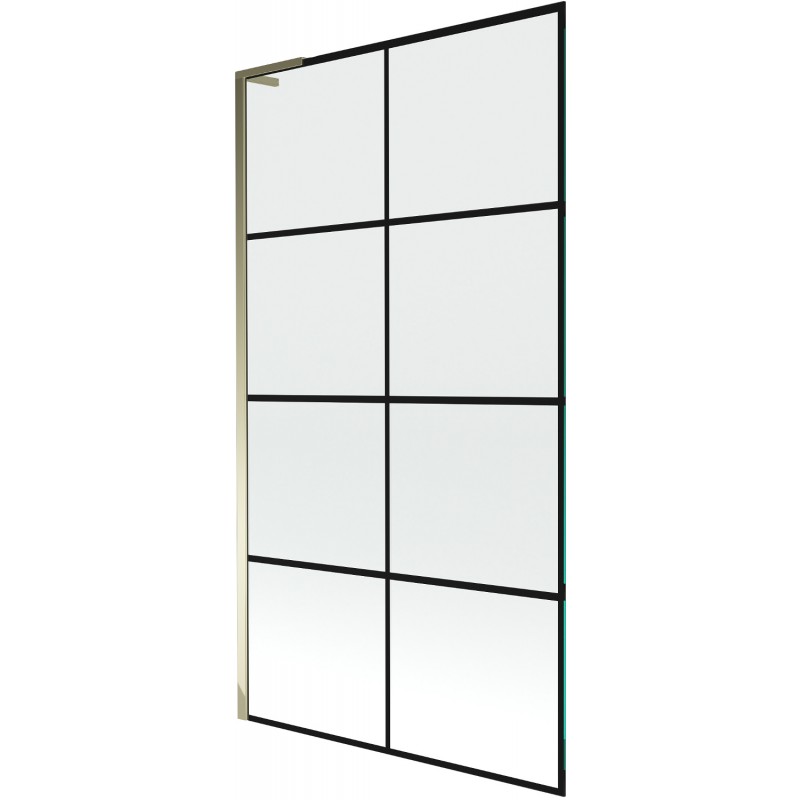 Mexen Next L mampara de bañera de 1 hoja 100 x 150 cm, rejilla negra, dorado - 895-100-000-03-77-50