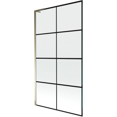 Mexen Next L 1-Panel Bath Screen 100 x 150 cm, Black Grid, Gold - 895-100-000-03-77-50
