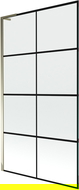 Mexen Next L parete divisoria da bagno a 1 anta 100 x 150 cm, griglia nera, oro - 895-100-000-03-77-50