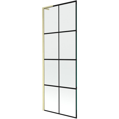 Mexen Next L Badewannenfaltwand 1-flügelig 70 x 150 cm, schwarzes Muster, gold gebürstet - 895-070-000-03-77-55