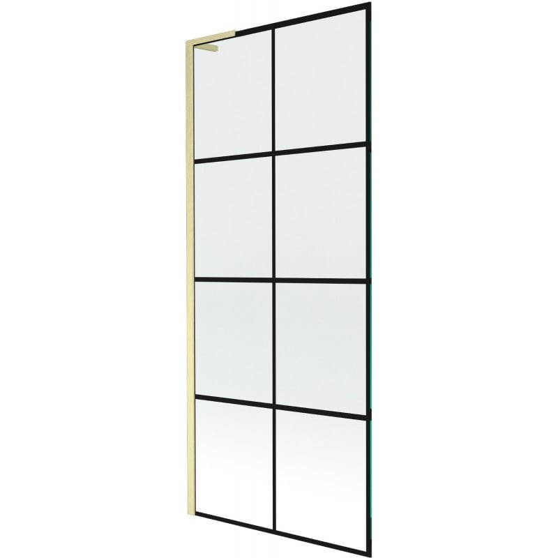 Mexen Next L paroi de baignoire 1-pan 80 x 150 cm, grille noire, doré brossé - 895-080-000-03-77-55