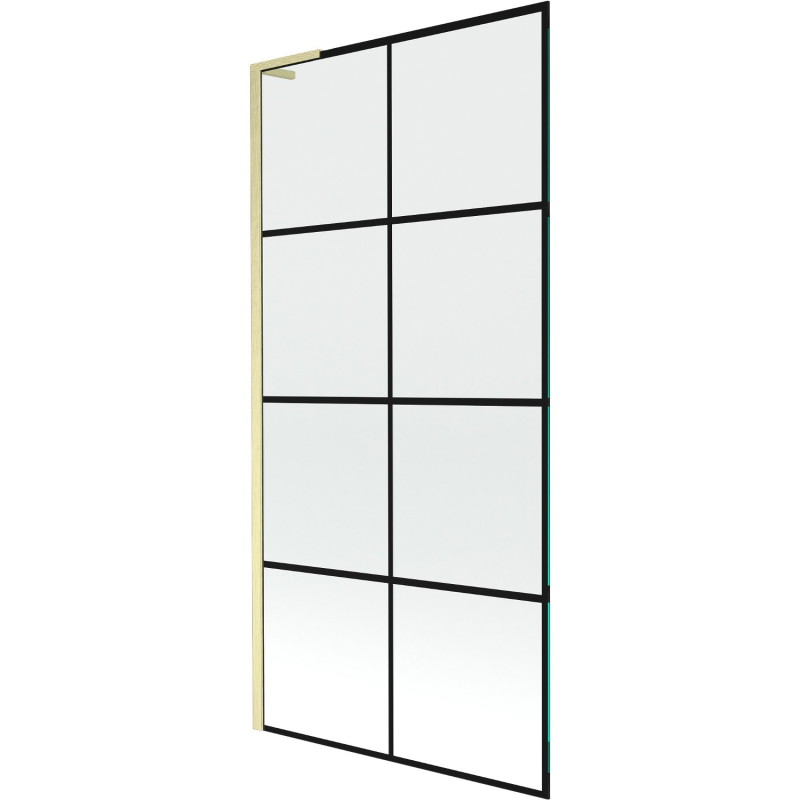 Mexen Next L vanniparavanne, 1-tiivaline, 90 x 150 cm, must ruudustik, kullatud harjatud - 895-090-000-03-77-55