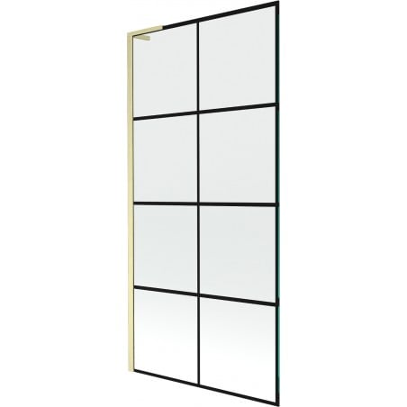 Mexen Next L pare-douche 1-volet 90 x 150 cm, motif noir, or brossé - 895-090-000-03-77-55