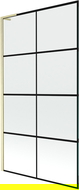 Mexen Next L paravento per vasca da bagno a 1 anta 100 x 150 cm, griglia nera, oro spazzolato - 895-100-000-03-77-55