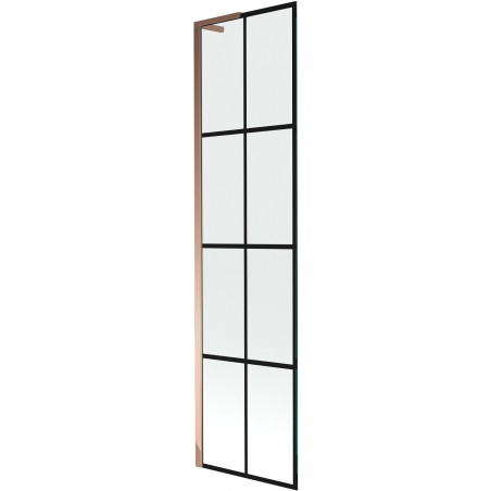 Mexen Next L parawan nawannowy 1-skrzydłowy 50 x 150 cm, czarna kratka, różowe złoto - 895-050-000-03-77-60