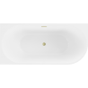 Mexen Mia freistehende Eckbadewanne links 150 x 75 cm, weiß/schwarz, gebürstete goldene Überlauf - 52691507575L-55