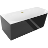 Mexen Mia free-standing corner bathtub left 150 x 75 cm, white/black, brushed gold overflow - 52691507575L-55