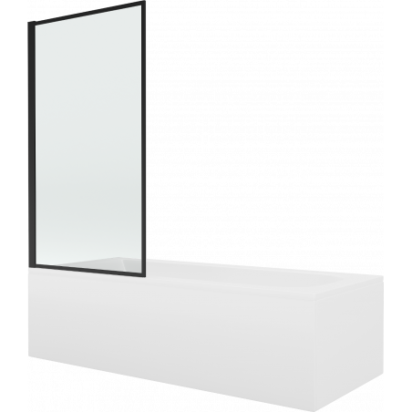 Mexen Vega rechteckige Badewanne 150 x 70 cm mit Verkleidung und 1-flügeliger Abtrennung 70 cm, schwarzes Muster - 550115070X93?