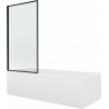 Mexen Vega rechteckige Badewanne 150 x 70 cm mit Verkleidung und 1-flügeliger Abtrennung 70 cm, schwarzes Muster - 550115070X93?