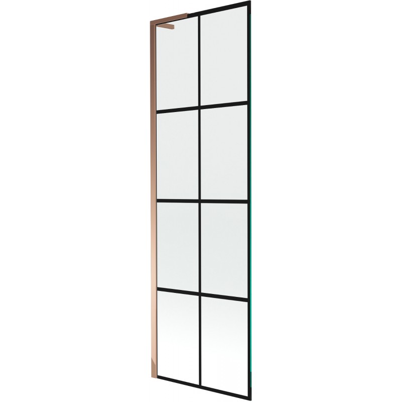 Mexen Next L parawan nawannowy 1-skrzydłowy 60 x 150 cm, czarna kratka, różowe złoto - 895-060-000-03-77-60