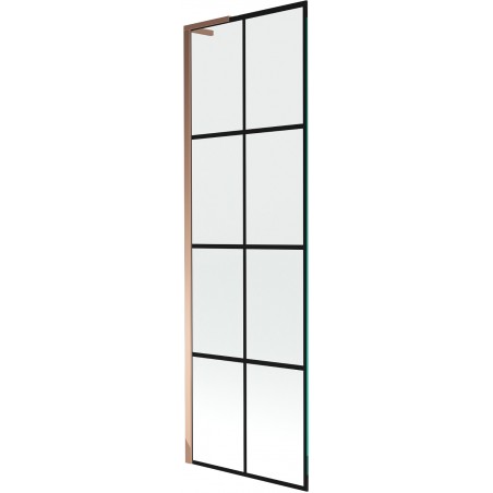 Mexen Next L παραβάν μπάνιου μονού φύλλου 60 x 150 cm, μαύρο καρό, ροζ χρυσό