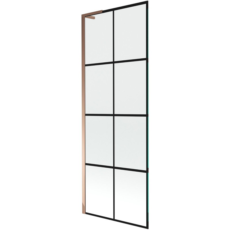 Mexen Next L vanniparavann 1-osaline 70 x 150 cm, must ruudustik, roosa kuld - 895-070-000-03-77-60