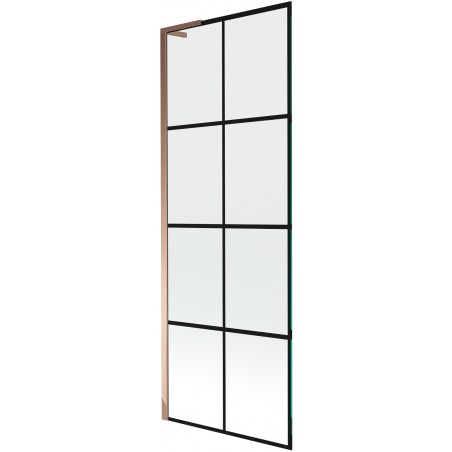 Mexen Next L paravento vasca da bagno a 1 anta 70 x 150 cm, griglia nera, oro rosa - 895-070-000-03-77-60