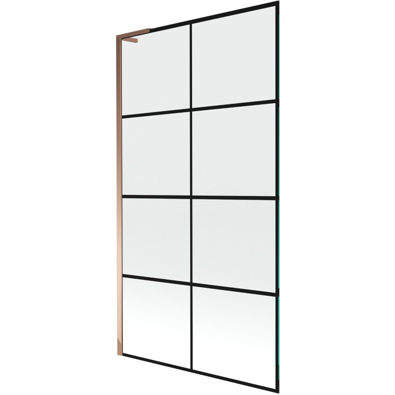 Mexen Next L jednokrilni tuš paravan 100 x 150 cm, crna rešetka, ružičasto zlato - 895-100-000-03-77-60