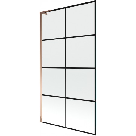 Mexen Next L paratia per vasca da bagno a 1 anta 100 x 150 cm, griglia nera, oro rosa - 895-100-000-03-77-60