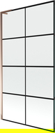 Mexen Next L 1-panel bath screen 100 x 150 cm, black grid, rose gold - 895-100-000-03-77-60