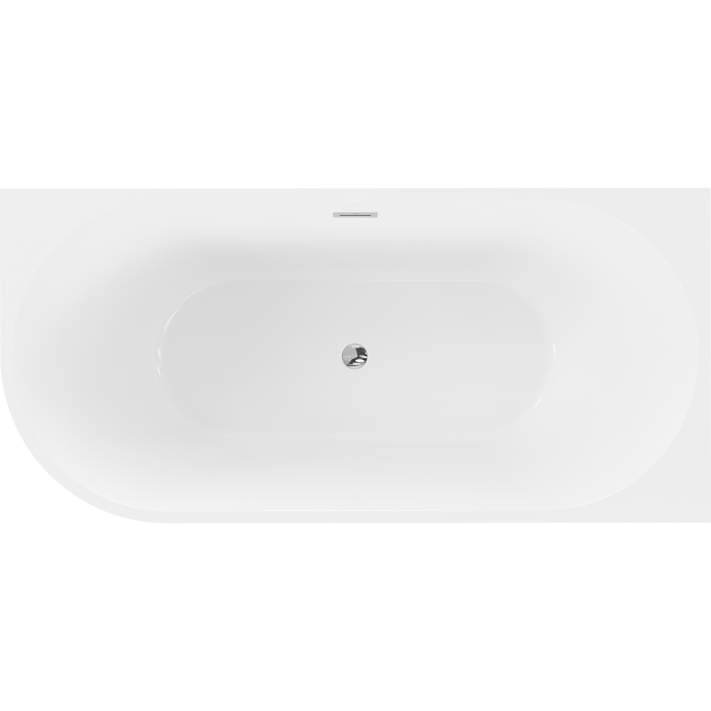 Mexen Mia wanna wolnostojąca narożna prawa 150 x 75 cm, biała, przelew chrom - 52691507500P-01