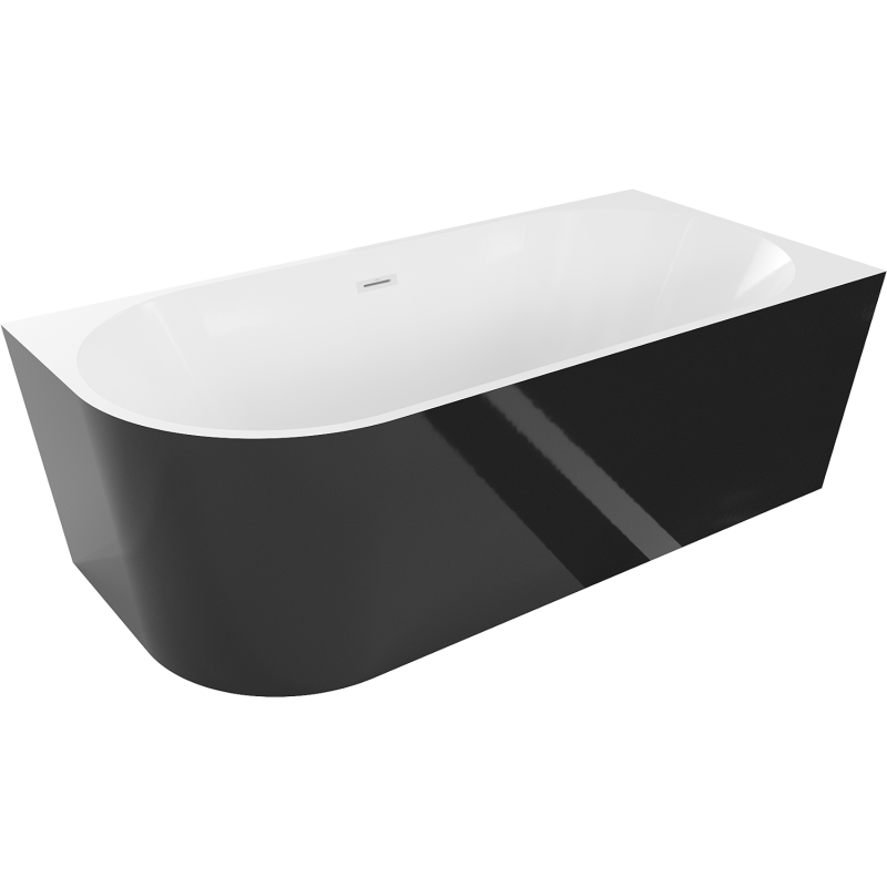 Mexen Mia banheira de canto independente direita 150 x 75 cm, branco/preto, extravasão branco - 52691507575P-20