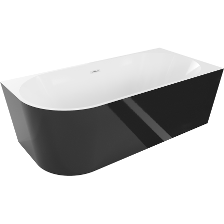 Mexen Mia freestanding corner bathtub right 150 x 75 cm, white/black, white overflow - 52691507575P-20