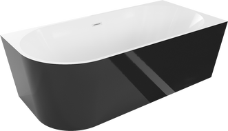 Mexen Mia banheira de canto independente direita 150 x 75 cm, branco/preto, extravasão branco - 52691507575P-20