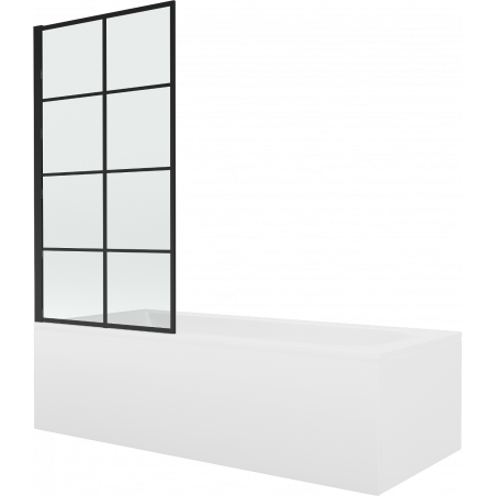 Mexen Vega taisnstūra vanna 150 x 70 cm ar ietvaru un 1-daļīgu ekrānu 70 cm, melns raksts - 550115070X9307017077