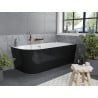 Mexen Mia Eckbadewanne freistehend rechts 150 x 75 cm, weiß/schwarz, Abfluss aus gebürstetem Kupfer - 52691507575P-65