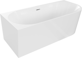 Mexen Mia vrijstaande hoekbad links 160 x 75 cm, wit, chroom overloop - 52691607500L-01