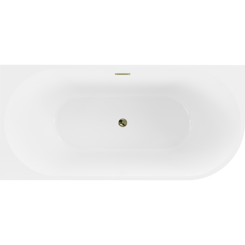 Mexen Mia freestanding corner bathtub left 160 x 75 cm, white, gold overflow - 52691607500L-50