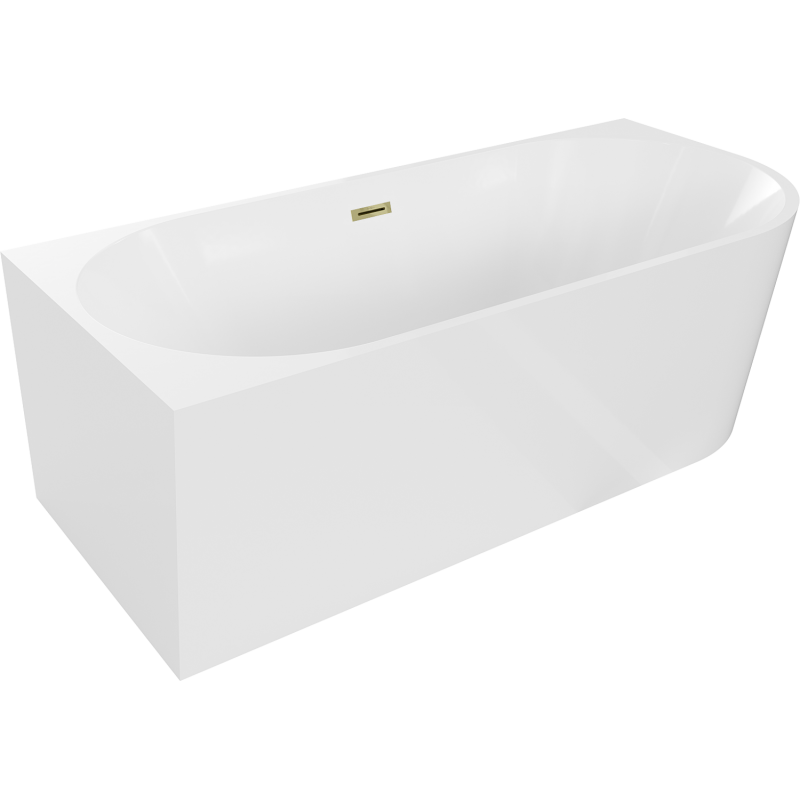 Mexen Mia freestanding corner bathtub left 160 x 75 cm, white, gold overflow - 52691607500L-50