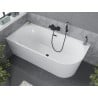 Mexen Mia freistehende Eckbadewanne links 160 x 75 cm, weiß, schwarzer Überlauf - 52691607500L-70