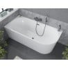 Mexen Mia freistehende linke Eckbadewanne 160 x 75 cm, weiß, Überlauf gun metal - 52691607500L-95