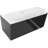 Mexen Mia Left Corner Freestanding Bathtub 160 x 75 cm, White/Black, Chrome Overflow - 52691607575L-01