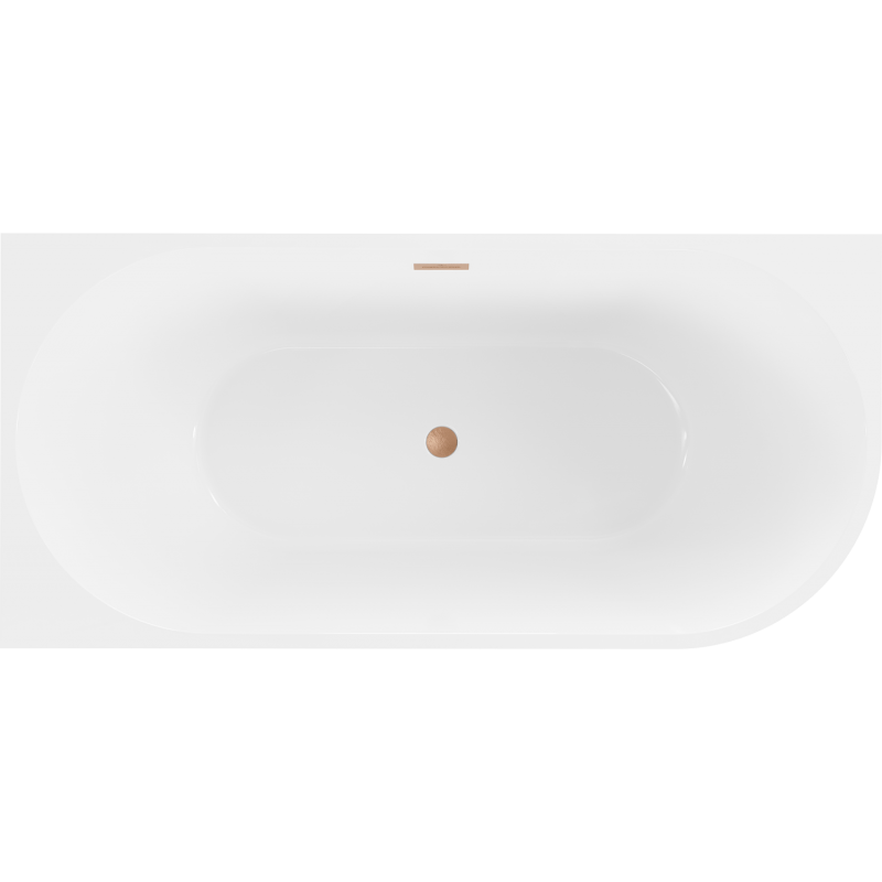 Mexen Mia bañera exenta de esquina izquierda 160 x 75 cm, blanca/negra, rebosadero cobre cepillado - 52691607575L-65