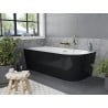 Mexen Mia freistehende linke Eckbadewanne 160 x 75 cm, weiß/schwarz, gebürsteter Goldüberlauf - 52691607575L-55