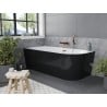 Mexen Mia baignoire freestanding d'angle gauche 160 x 75 cm, blanche/noire, bonde rose dorée - 52691607575L-60