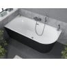 Mexen Mia freestanding corner bath left 160 x 75 cm, white/black, brushed gun gray overflow - 52691607575L-66