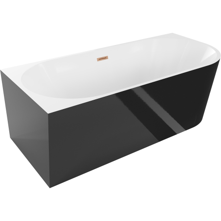 Mexen Mia freestanding corner left bathtub 160 x 75 cm, white/black, brushed copper overflow - 52691607575L-65