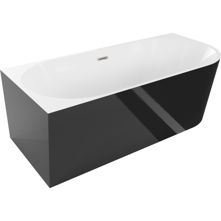 Mexen Mia freestanding corner bathtub left 160 x 75 cm, white/black, brushed nickel overflow - 52691607575L-97