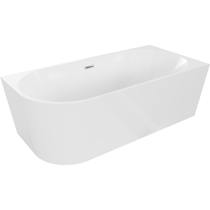 Baignoire Mexen Mia droite autonome 160 x 75 cm, blanche, évacuation chromée - 52691607500P-01