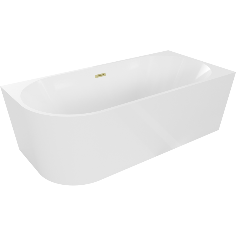 Mexen Mia vrijstaande hoekbad rechts 160 x 75 cm, wit, overloop goud geborsteld - 52691607500P-55