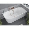 Mexen Mia freistehende rechteckige Badewanne 160 x 75 cm, weiß, mit gebürstetem Messingüberlauf - 52691607500P-65