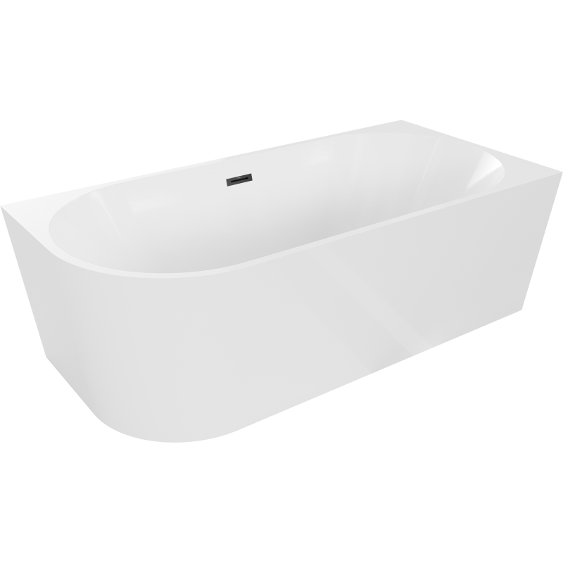 Mexen Mia baignoire autoportante d'angle droite 160 x 75 cm, blanche, trop-plein noir - 52691607500P-70