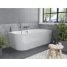 Baignoire Mexen Mia autoportante d'angle droite 160 x 75 cm, blanche, trop-plein gun metal - 52691607500P-95
