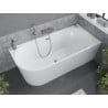 Mexen Mia vasca da bagno angolare freestanding destra 160 x 75 cm, bianca, troppo pieno nichel spazzolato - 52691607500P-97