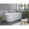Mexen Mia vasca da bagno angolare freestanding destra 160 x 75 cm, bianca, troppo pieno nichel spazzolato - 52691607500P-97