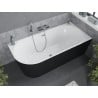 Mexen Mia baignoire autoportante d'angle droite 160 x 75 cm, blanche/noire, trop-plein chromé - 52691607575P-01