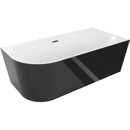 Mexen Mia freestanding corner right bathtub 160 x 75 cm, white/black, overflow gun metal - 52691607575P-95